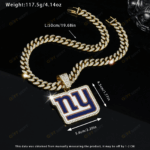 New York Giants Hip Hop Iced Out Bling Pendant Cuban Chain