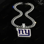 New York Giants Hip Hop Iced Out Bling Pendant Cuban Chain
