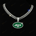 New York Jets Hip Hop Iced Out Bling Pendant Cuban Chain