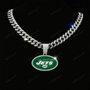 New York Jets Hip Hop Iced Out Bling Pendant Cuban Chain