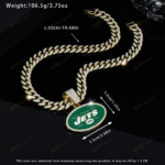 New York Jets Hip Hop Iced Out Bling Pendant Cuban Chain