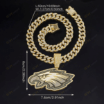 Philadelphia Eagles Hip Hop Iced Out Bling Pendant Cuban Chain
