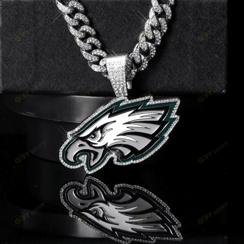 Philadelphia Eagles Hip Hop Iced Out Bling Pendant Cuban Chain