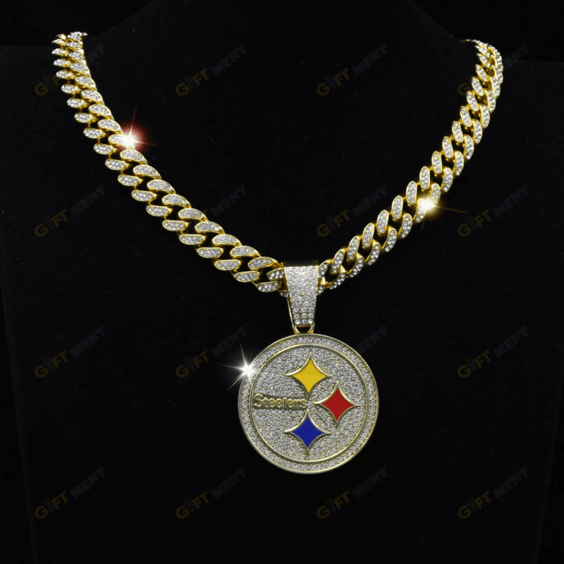 Pittsburgh Steelers Hip Hop Iced Out Bling Pendant Cuban Chain