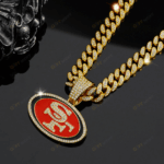 San Francisco 49ers Hip Hop Iced Out Bling Pendant Cuban Chain