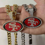 San Francisco 49ers Hip Hop Iced Out Bling Pendant Cuban Chain