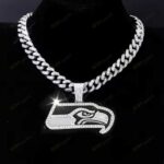 Seattle SeahawksHip Hop Iced Out Bling Pendant Cuban Chain