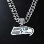 Seattle SeahawksHip Hop Iced Out Bling Pendant Cuban Chain