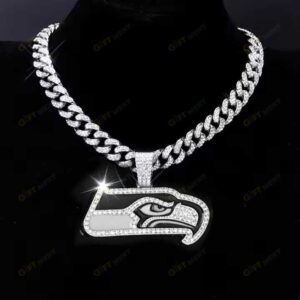 Seattle SeahawksHip Hop Iced Out Bling Pendant Cuban Chain