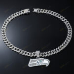 Seattle SeahawksHip Hop Iced Out Bling Pendant Cuban Chain