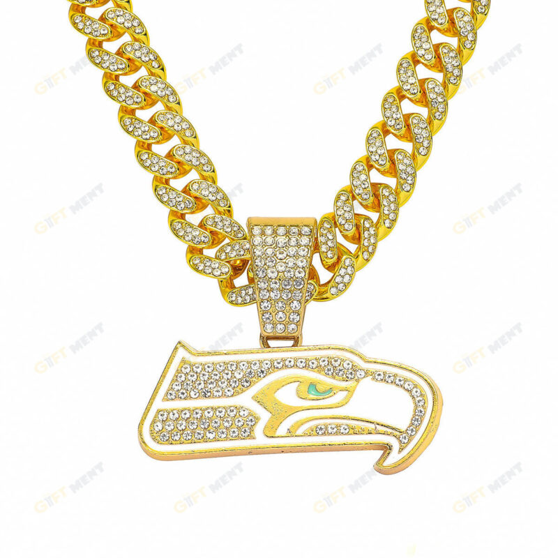 Seattle SeahawksHip Hop Iced Out Bling Pendant Cuban Chain