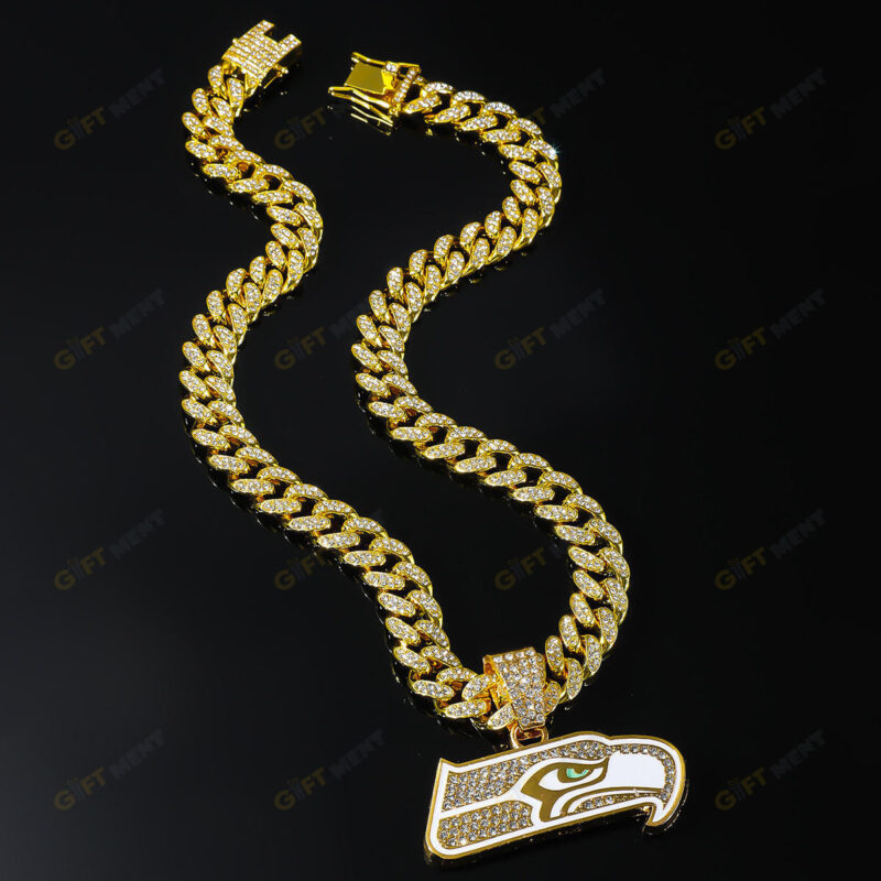 Seattle SeahawksHip Hop Iced Out Bling Pendant Cuban Chain