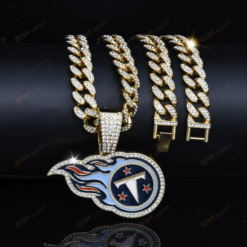 Tennessee Titans Hip Hop Iced Out Bling Pendant Cuban Chain