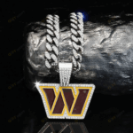 Washington Commanders Hip Hop Iced Out Bling Pendant Cuban Chain