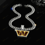 Washington Commanders Hip Hop Iced Out Bling Pendant Cuban Chain