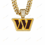 Washington Commanders Hip Hop Iced Out Bling Pendant Cuban Chain