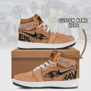 Baltimore Ravens Brown Air Jordan 1 Shoes
