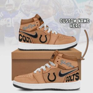 Indianapolis Colts Brown Air Jordan 1 Shoes