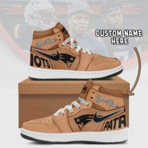 New England Patriots Brown Air Jordan 1 Shoes