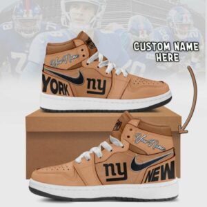 New York Giants Brown Air Jordan 1 Shoes