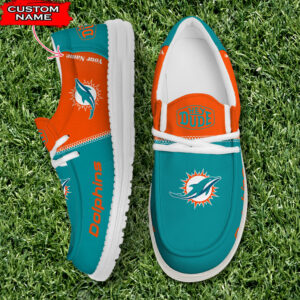 Miami Dolphins Personalized Your Name NFL 32 Teams Hey Dude Shoes