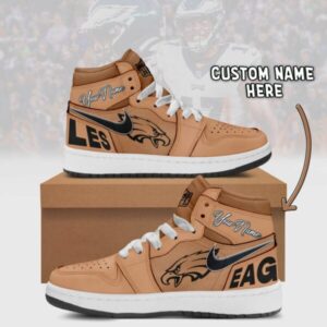 Philadelphia Eagles Brown Air Jordan 1 Shoes