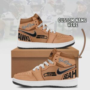 Seattle Seahawks Brown Air Jordan 1 Shoes