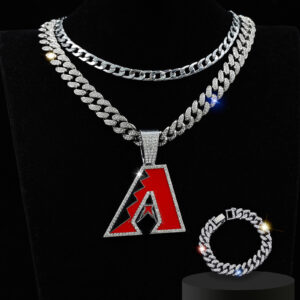 Arizona Diamondbacks Iced Out Pendant Cuban Chain & Bracelet Set