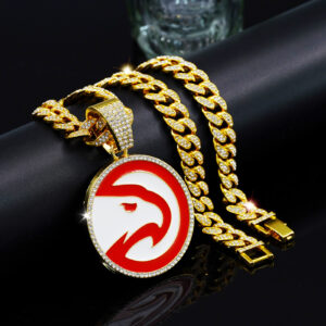 Atlanta Hawks Iced Out Pendant Cuban Chain Necklace