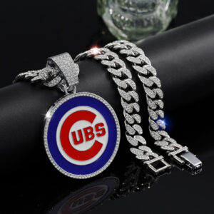 Chicago Cubs Iced Out Pendant Cuban Chain Necklace