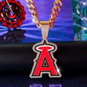Los Angeles Angels Iced Out Pendant Cuban Chain Necklace