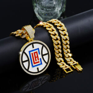 Los Angeles Clippers Iced Out Pendant Cuban Chain Necklace