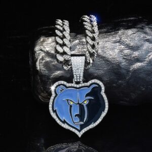 Memphis Grizzlies Iced Out Pendant Cuban Chain Necklace