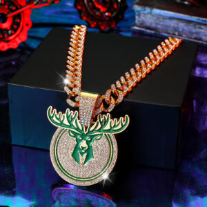 Milwaukee Bucks Iced Out Pendant Cuban Chain Necklace