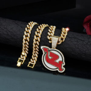 New Jersey Devils Iced Out Pendant Cuban Chain Necklace