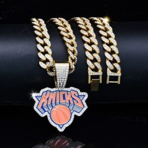New York Knicks Iced Out Pendant Cuban Chain Necklace