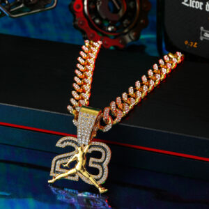 Number 23 Jordan-Inspired Iced Out Pendant Cuban Chain Necklace