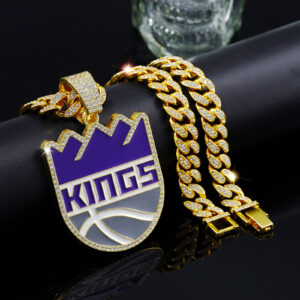 Sacramento Kings Iced Out Pendant Cuban Chain Necklace