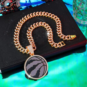 Toronto Raptors Iced Out Pendant Cuban Chain Necklace
