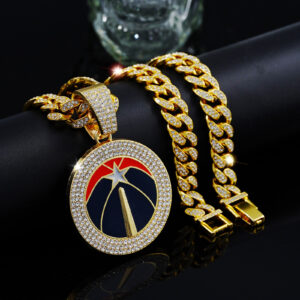Washington Wizards Iced Out Pendant Cuban Chain Necklace